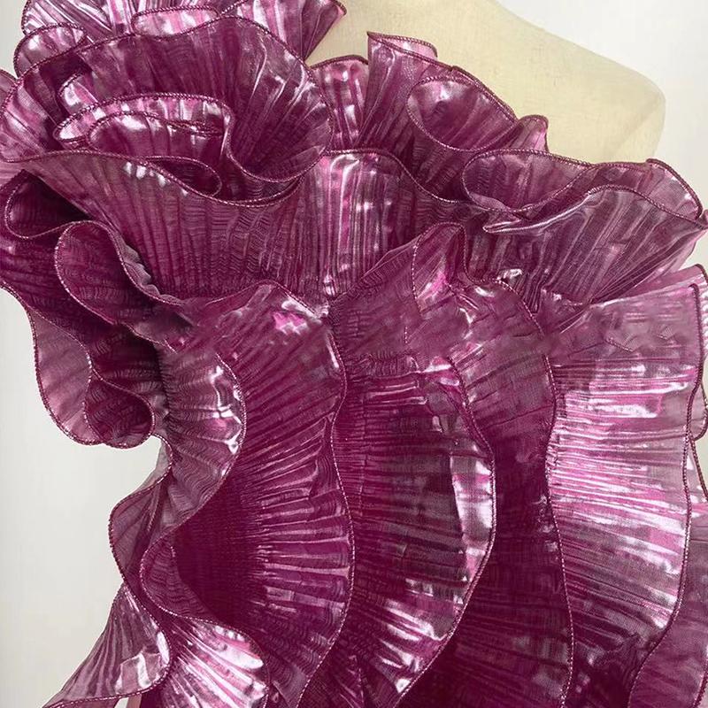 2 ярда/182 см металлическая глянцевая плиссированная волнистая кружевная лента с рюшами и 3D плиссированным краем с рюшами