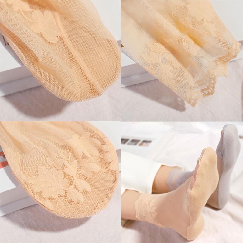 Новые летние короткие носки женские сетчатые кружевные прозрачные в стиле Лолиты невидимые тонкие нескользящие короткие носки до щиколотки черные с низким вырезом носки-лодочки