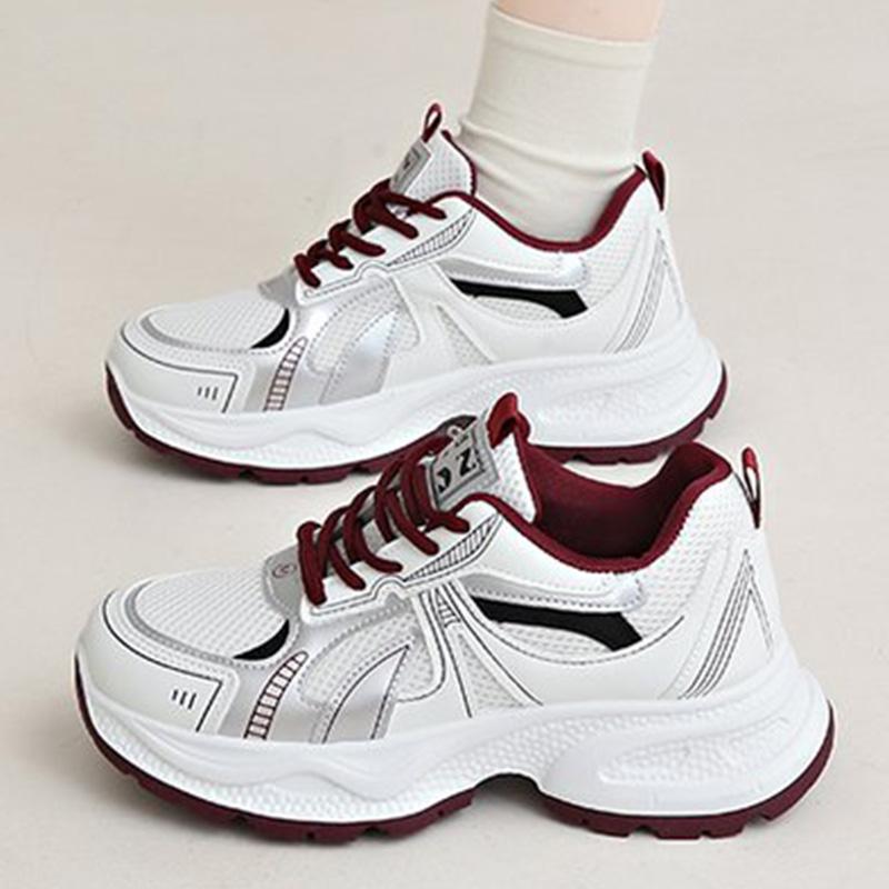 Fashion Breathable Mesh Running Sneakers Women Spring Autumn Fashion Mix Color Platform Sports Shoes Woman Lace Up Non Slip Shoes Female
