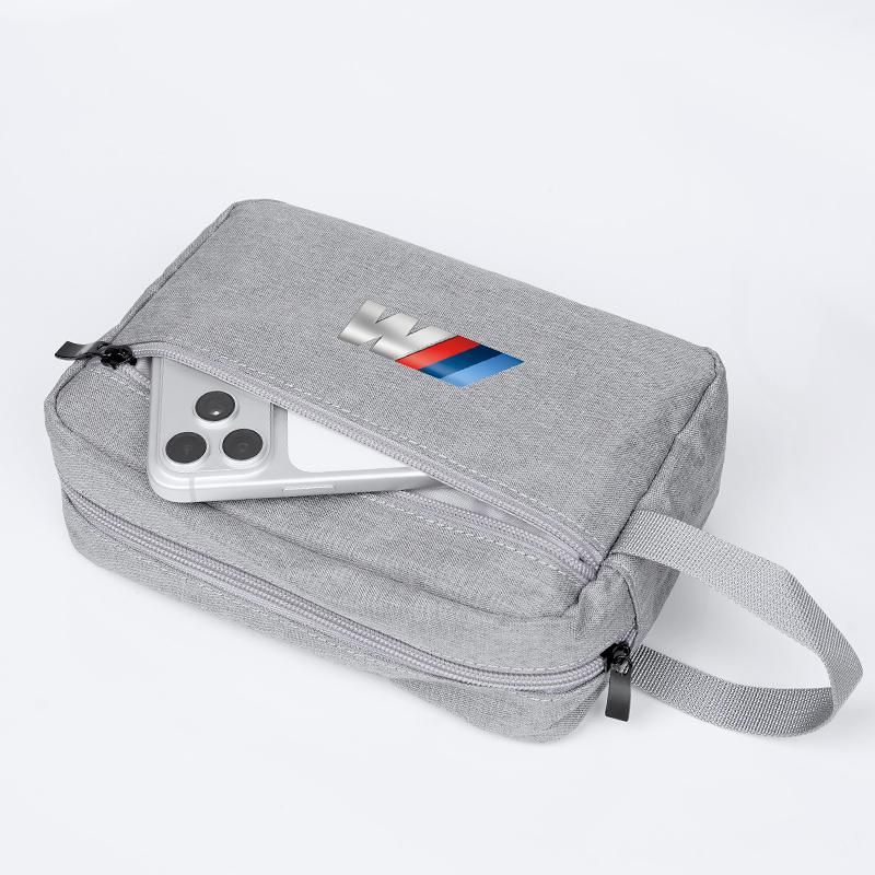 BBIP8 BMW Handbag Canvas Fabric Car Organizer Bag For BMW M i4 G26 F40 F11 E46 E60 E70 G30 X3 X5 Car Storage Bag Accessories keychain