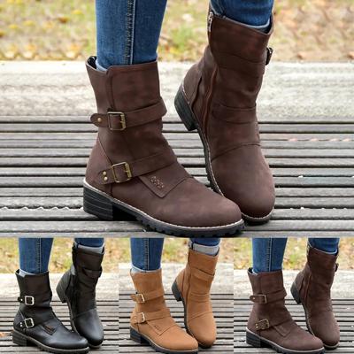 Женские теплые осенне-зимние ботинки однотонные повседневные и стильные