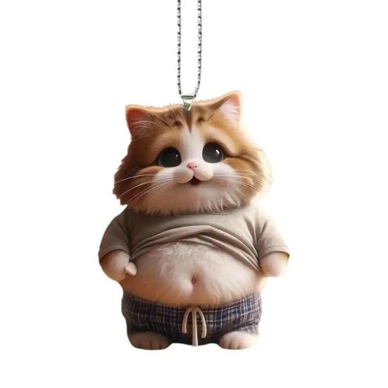 Kitten Pattern 2D Acrylic Ornament Christmas Car Mirror Hanging Decoration Backpack Auto Accessory Car Decoration