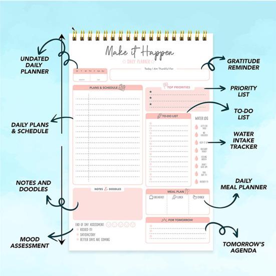 Целеустремленная книга-планировщик формата А5 Плавное письмо Без растекания чернил Эффективное достижение целей