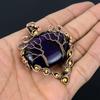 Double Tree Of Life Purple Labradorite Gemstone Handmade Copper Wire Wrap Jewelry Pendant