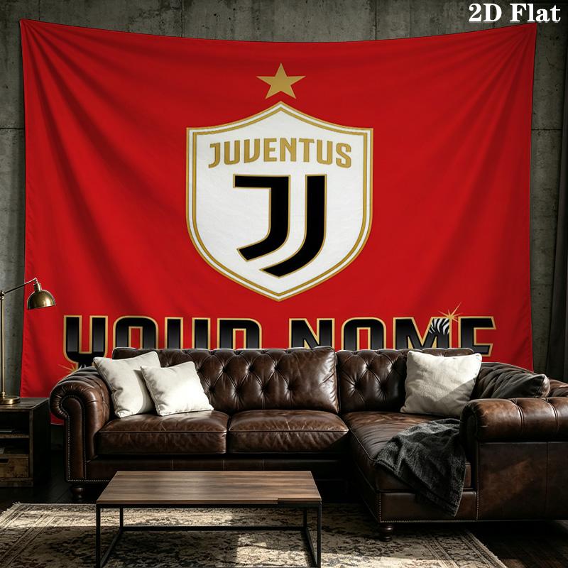 Custom Name Juventus2 Printed Tapestry – Wall Hanging for Bedrooms, Dorms, and Home Decor