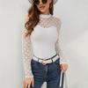 New Autumn Mesh Dot Splicing Women's Long-sleeved Tops with Small Stand-up Collar Pullovers To Make Them Look Slim and Versatile