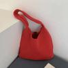 Sweet Knitted Tote Bag Breathable Large Capacity Crochet Shoulder Bag Solid Color Polyester Seaside Vacation Handbag Spring