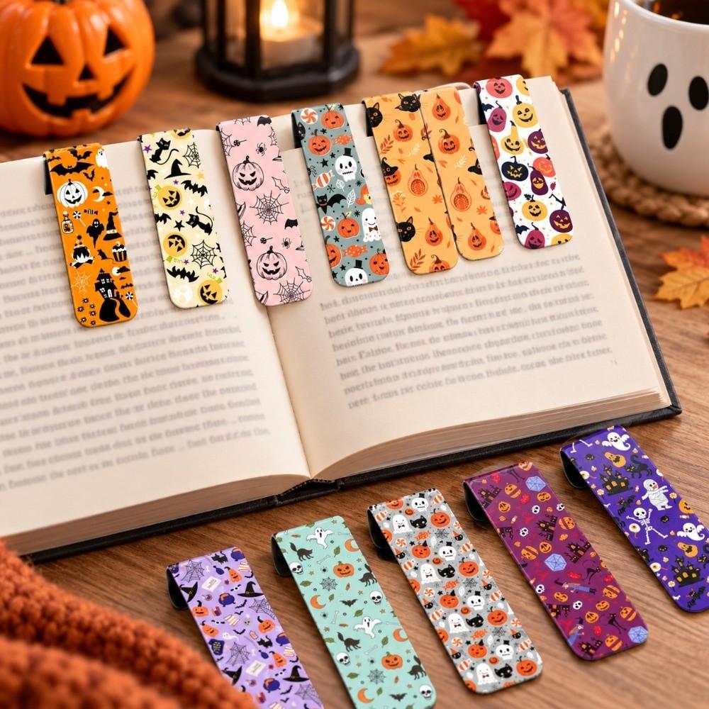 12pcs Foldable Design Magnetic Bookmarks Halloween Style Reading Mark Tools Holiday Gifts