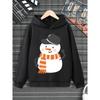 This Autumn And Winter Children's Fashionable Black Sports Hoodie With Snowman Cartoon Prints Is Perfect For Daily Outings