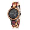 BOBO BIRD Women's Wooden Watch Colorful Wood Watch Day Date Display Multifunctional Handmade Quartz Watch Sports Chronograph Unique