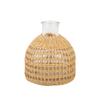 Boho Glass Flower Vase Rattan Cover Farmhouse Flower Vase Decorative Flower Vase Floral Container Flower Bottle Centerpiece
