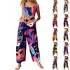 Womens Casual Overalls Jumpsuits Adjustable Straps Sleeveless Carnival Print Comfy Rompers With Pocket
