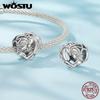 WOSTU Solid 925 Silver Lovely Girl & Horse Charm Heart Guardian Pendant Fit DIY Bracelet Necklace Heart Jewelry Series