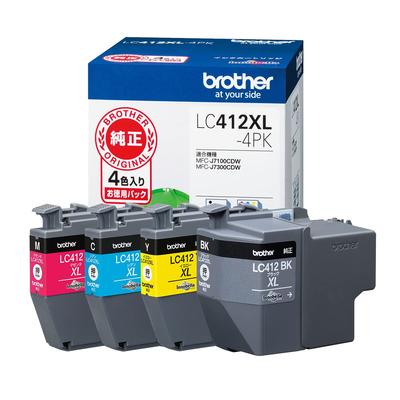 Brother Industries Чернильный картридж Совместимая модель Черный Маленький [Brother Genuine] 4-цветный (большая емкость) LC412XL-4PK номер MFC-J7300CDW,