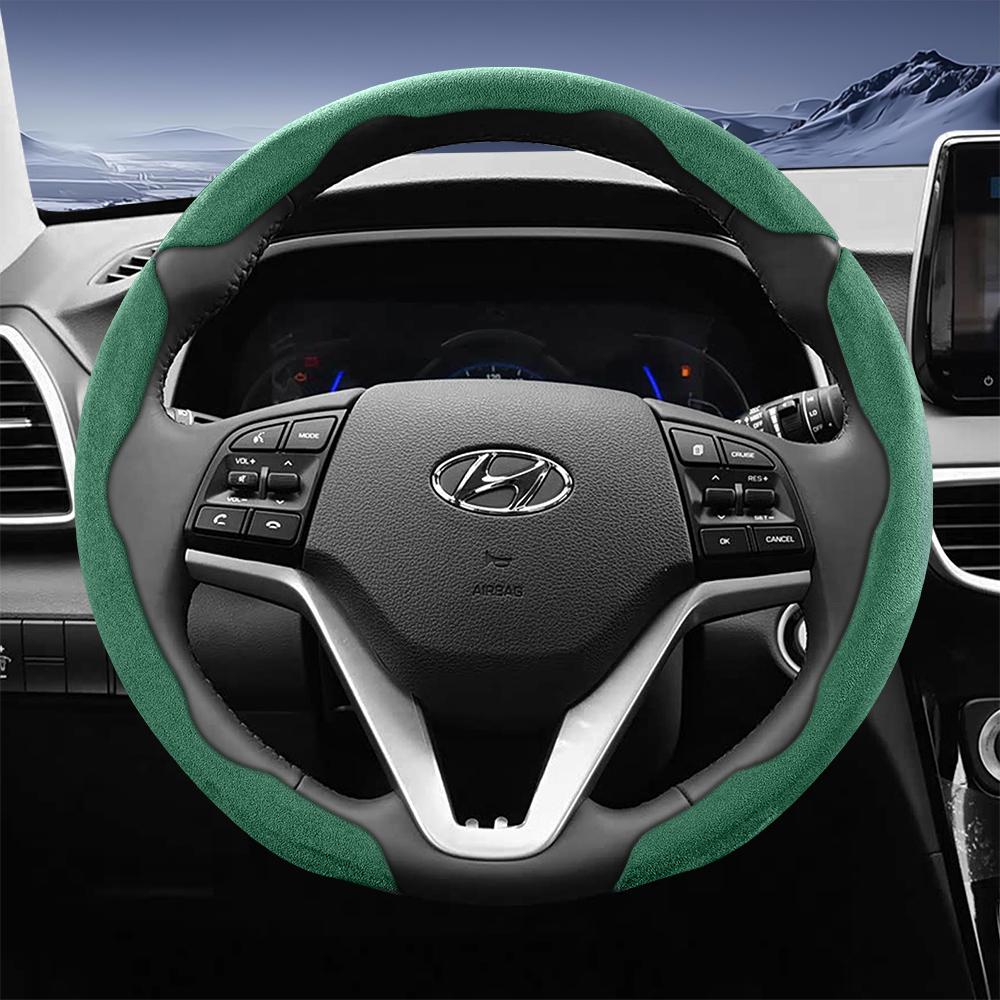 EEJQ9 Suitable for Hyundai Sport Suede Steering Wheel Cover with Split Snap-On Design for Tucson Elantra Avante I30 Sedan Alcazar Grand Creta I10 