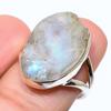 Natural Rainbow Moonstone Gemstone 925 Solid Sterling Silver Gift Ring S.7 D0E99