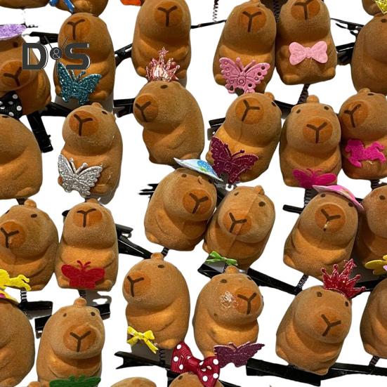 5 шт. детские заколки для волос в форме капибары, пружинный дизайн, пластиковые заколки для волос, набор, простые в использовании аксессуары для волос в виде животных