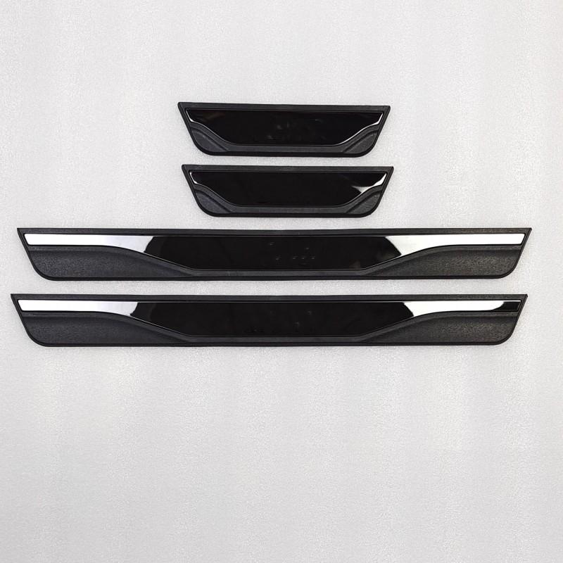 4PCS Plastic Stainless Steel Car Accessories Auto Door Sill Pedal Welcome Scuff Plate Cover