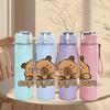 1PC Copy Bear Cute Cartoon Bear Print 750ml Color Plastic Sports Water Bottle Leakproof Flip Straw Lid Suitable for Sports Office Home Use
