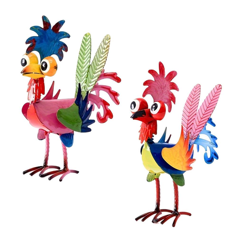 8" Tall Metal Rooster Craft Balcony Kitchen Decor Metal Chicken Sculpture