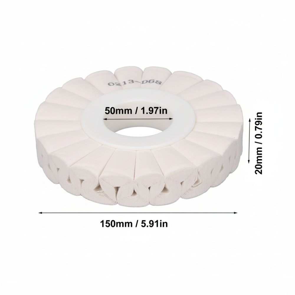 6 Inch / 150mm Cotton Buffing Wheel White Buffing Pad for Metal Polishing, Wood Finishing