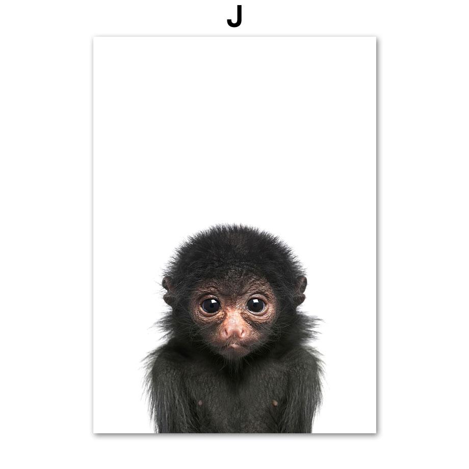 Жираф Кролик Лиса Лев Леопард Зебра Слон Плакат Детская Настенная Художественная Печать Холст Картины Современные Детские Дети Спальня Домашний Декор