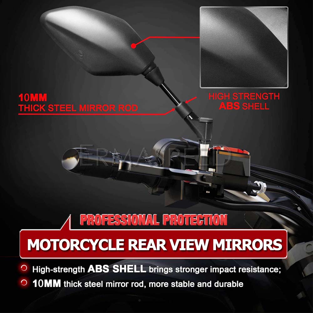 Для MT09 MT07 мотоциклетные зеркала, боковые зеркала заднего вида, 10 мм, черные, универсальные, совместимые с уличным велосипедом, квадроциклом
