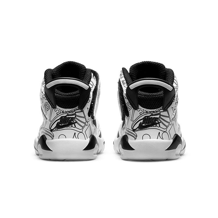 Jordan Air Jordan 6 Retro Little Flex SE High top Toddler Shoes Black White Graffiti Infant And Toddler DC4104-001