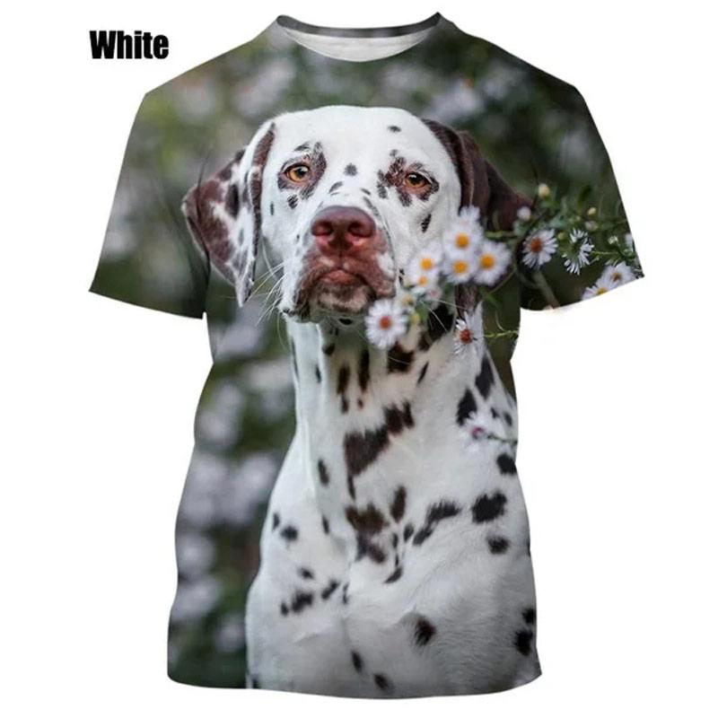 Летняя забавная футболка с 3D животным далматином, милая аниме-футболка с короткими рукавами из аниме «Алматин Шиба-ину», уличная ленивая женская футболка, мужская футболка, топы