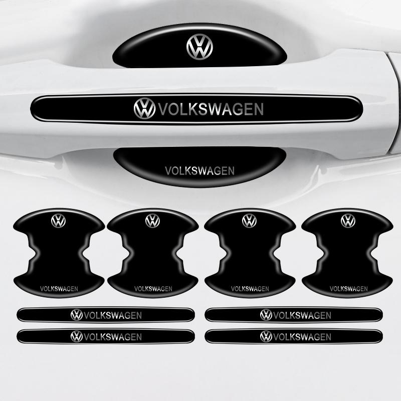 rsq1 8Pcs TPU Car Door Bowl Handle Protector Stickers Anti-scratch Trim Strip For VW Volkswagen Golf Polo Passat Tiguan Touran Jetta