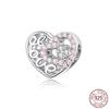 925 Sterling Silver Angel Mom Family Heart Series Shine Beads Fit Original Fashion Charms Bracelets Women DIY Jewelry