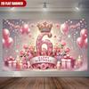 Двумерный розовый фон для дня рождения 6 лет, Индивидуальный фон для фотобудки с именем