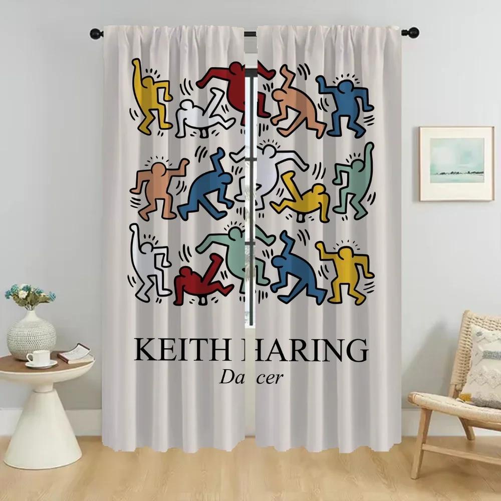Keith Harings Противомоскитные шторы для камеры, занавески для гостиной, затемняющие шторы, 2 шт., тюль для детской спальни