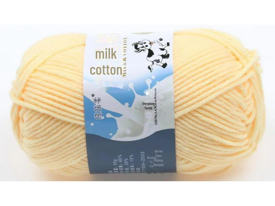 Комплект из 5 нитей детской шерстяной шапки и шарфа из молочной хлопковой пряжи средней толщины, ручная работа