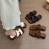 French Retro Square Head Platform Slippers Women Wear 2025 New Fairy Style with Skirt Seaside Sandals