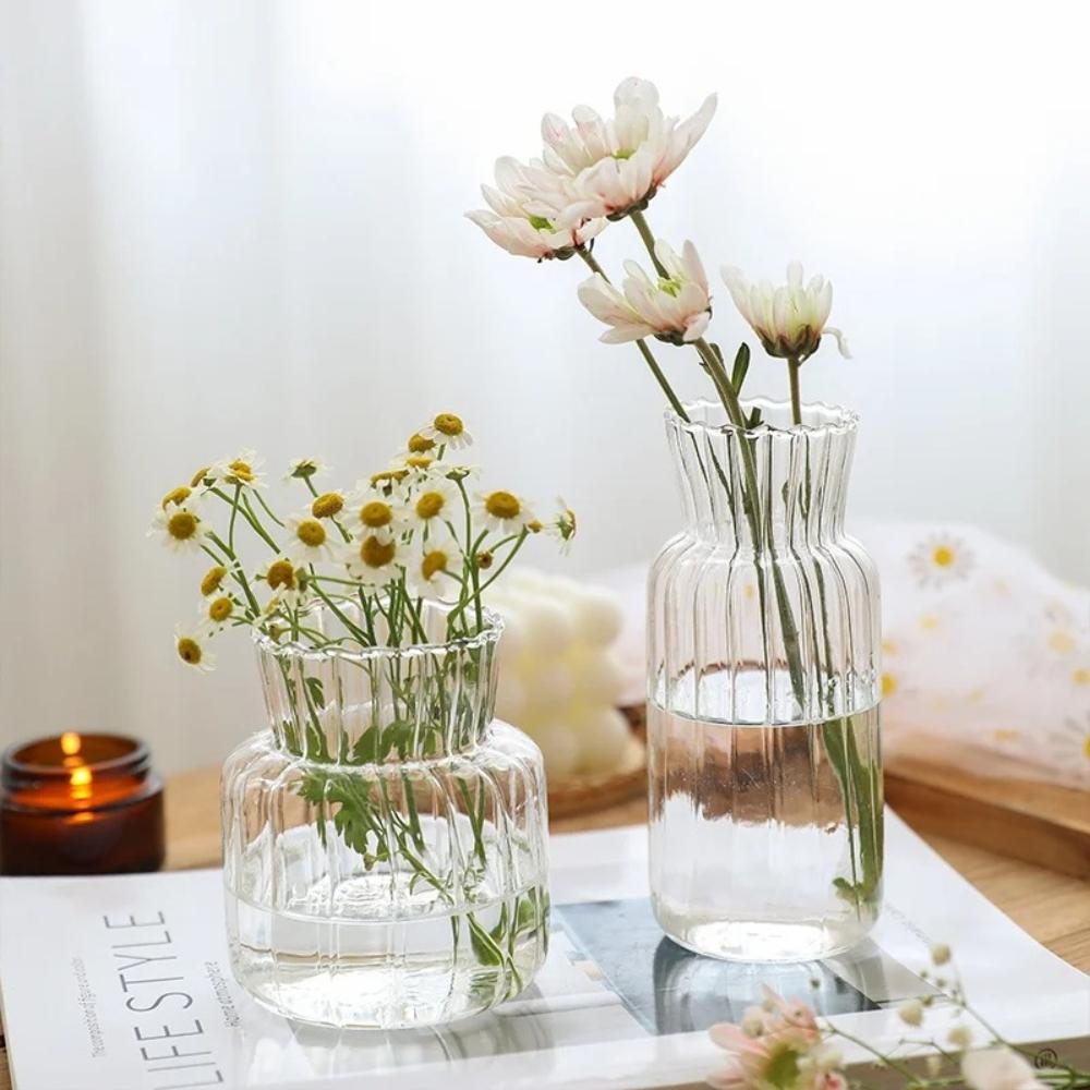 Nordic Creative Transparent Vases Striped Glass Vases Hydroponic Planter for Home Decor Plant Lover Gift Flower Table Vase