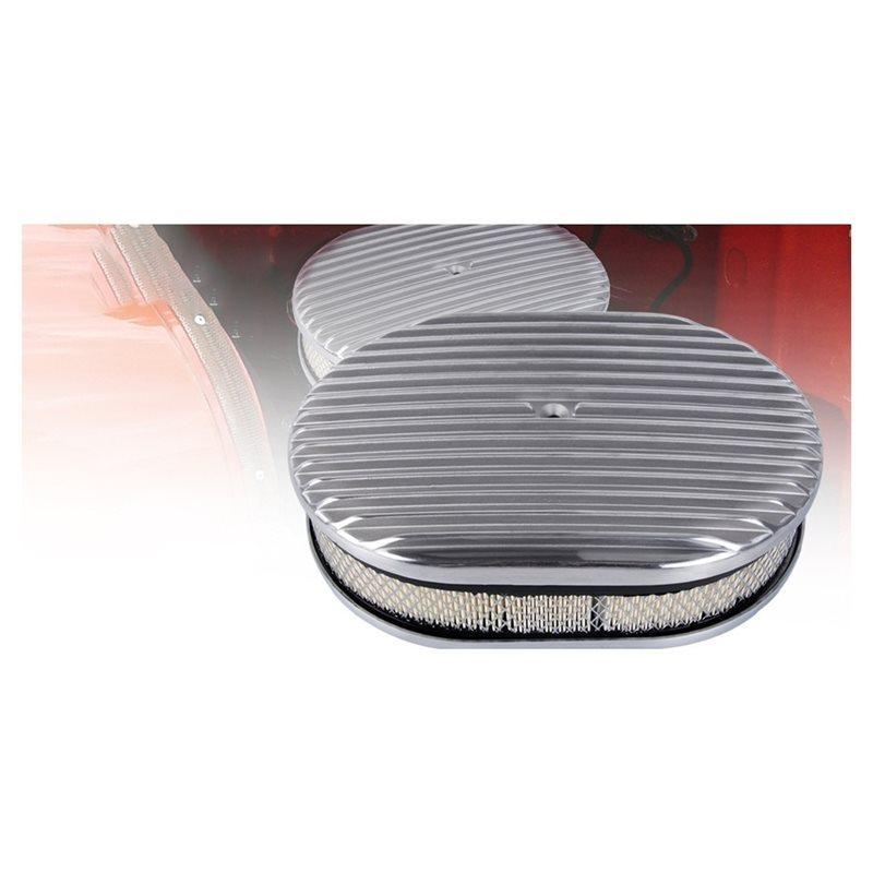 Aluminum Air Cleaner 2 Inch Oval Full Finned Design With Washable Filter Fits For 5 1/8" Carburetors