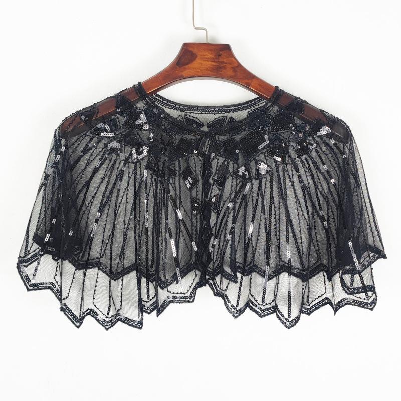 Женская летняя сетчатая шаль с пайетками - Ажурный бисерный модный европейско-американский плечевой платок, кардиган-жилет с защитой от солнца