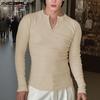 Men V Neck Long Sleeve Rib Casual Skinny Tops T-shirts Undershirts