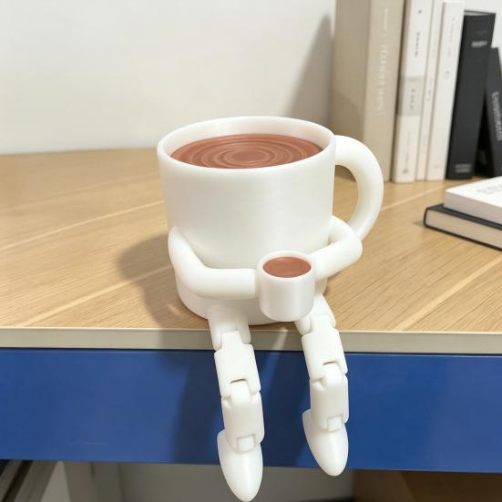 3D-печатная шарнирная фигурка кофейной кружки, подвижная настольная статуэтка, милый орнамент в виде кофейного зерна, креативный декор для офиса и дома, забавный подарок на день рождения