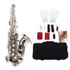 Soprano Saxophone BB Key Brass Sax Complete Set Kit with Accessories Portable Case Silver
