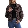 Women's Plus Size Autumn and Winter Loose Zipper Long Sleeve Leopard Print Plush Jacket