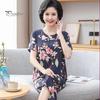 2 шт./компл. женский пижамный комплект среднего возраста с круглым вырезом и цветочным принтом, с коротким рукавом, эластичной резинкой на талии, плиссированные, свободные, тонкие, с широкими штанинами, мягкая одежда для сна для мамы, бабушки, топ