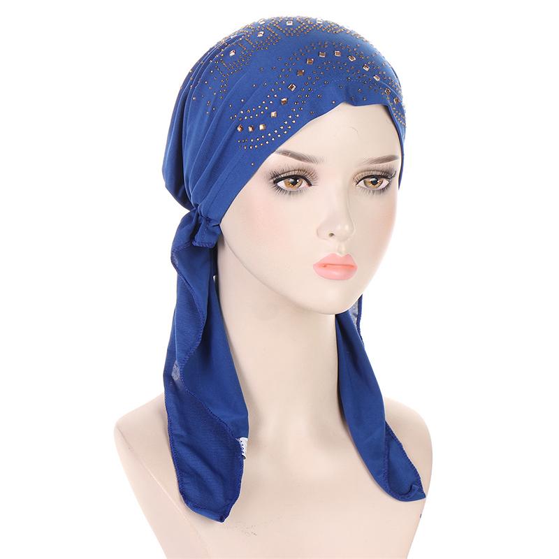 1Pc Chemo Cap Women's Muslim Headwrap Cover Hijab Headscarf Polyester Fiber Hair Loss Hat Turban