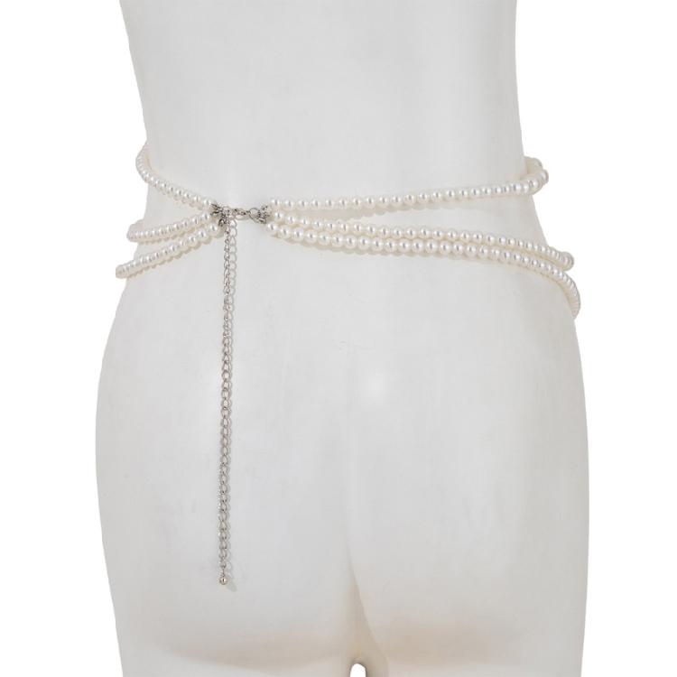 Multipurpose Pearls Embellished Body Chain Bra Beachwear Jewelry Accessory for Fashionable Women Ladies Daily Use