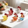 Ручная работа, фигурка петуха с цветной глазурью, статуэтка курицы в деревенском стиле, реалистичная скульптура животного, украшение для полки, рабочего стола в доме и офисе