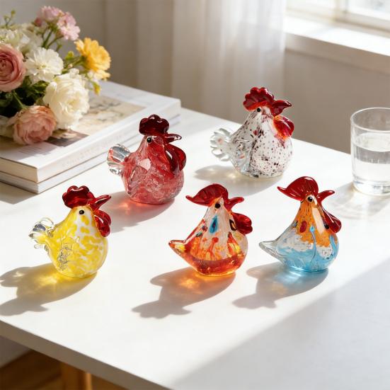 Ручная работа, фигурка петуха с цветной глазурью, статуэтка курицы в деревенском стиле, реалистичная скульптура животного, украшение для полки, рабочего стола в доме и офисе