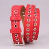 Summer Women High Quality PU Leather Hollow Out Rivet Thin Alloy Quadrate Pin Buckle Belt