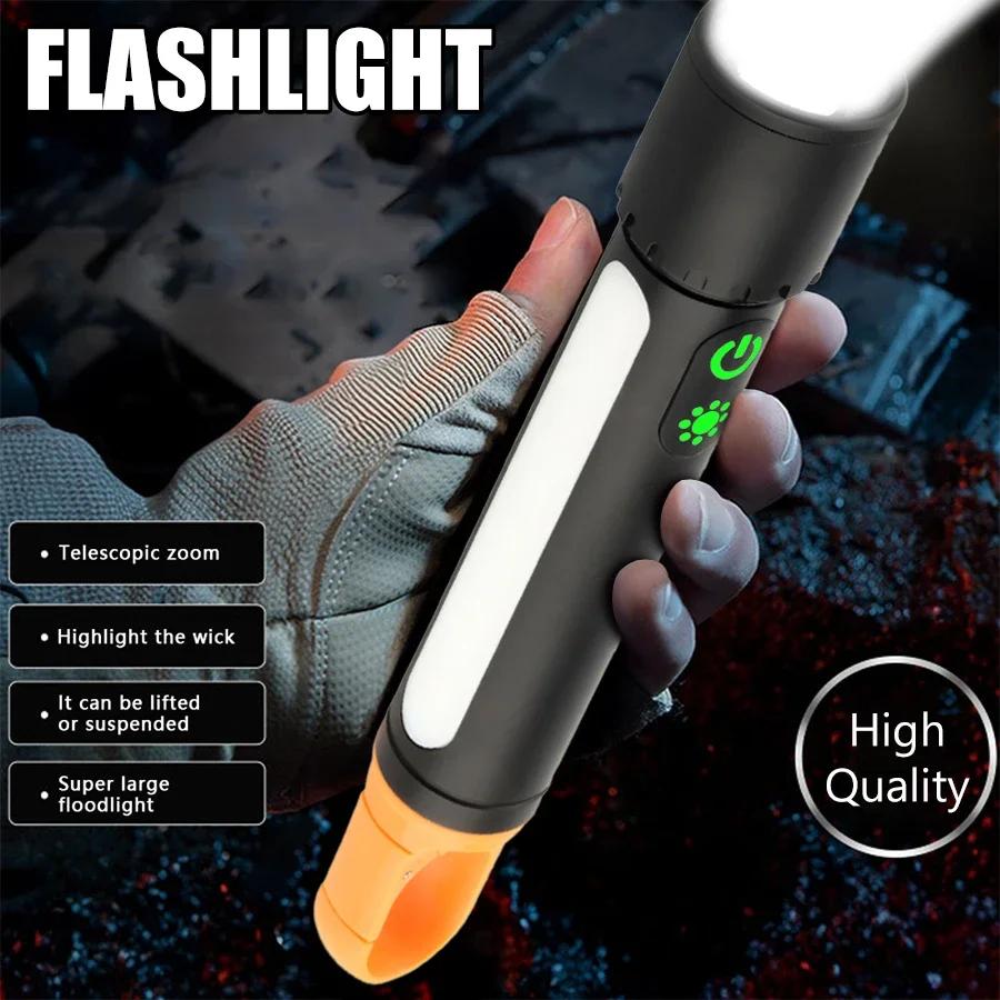 3500mAh Zoomable LED Flashlights High Lumens USB Rechargeable Portable Tactical Laser Torch 9Lighting Modes Emergency Work Light