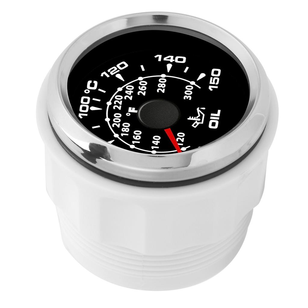 2in Digital Oil Temperature Gauge 361‑19Ohm 50‑150 celsius  Display 8 Colors Backlight Black Dial Silver Bezel